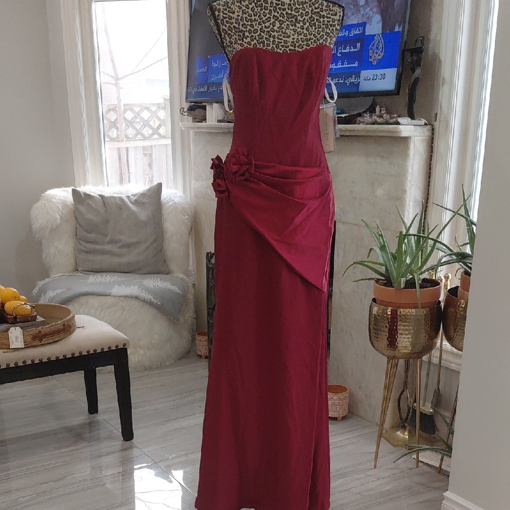 Sophia Tolli Strapless Burgundy Gown